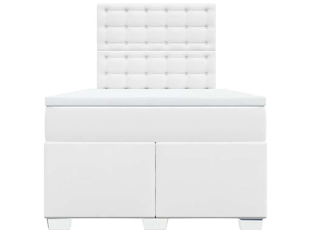 Sommier à lattes de lit avec matelas blanc 120x190cm similicuir