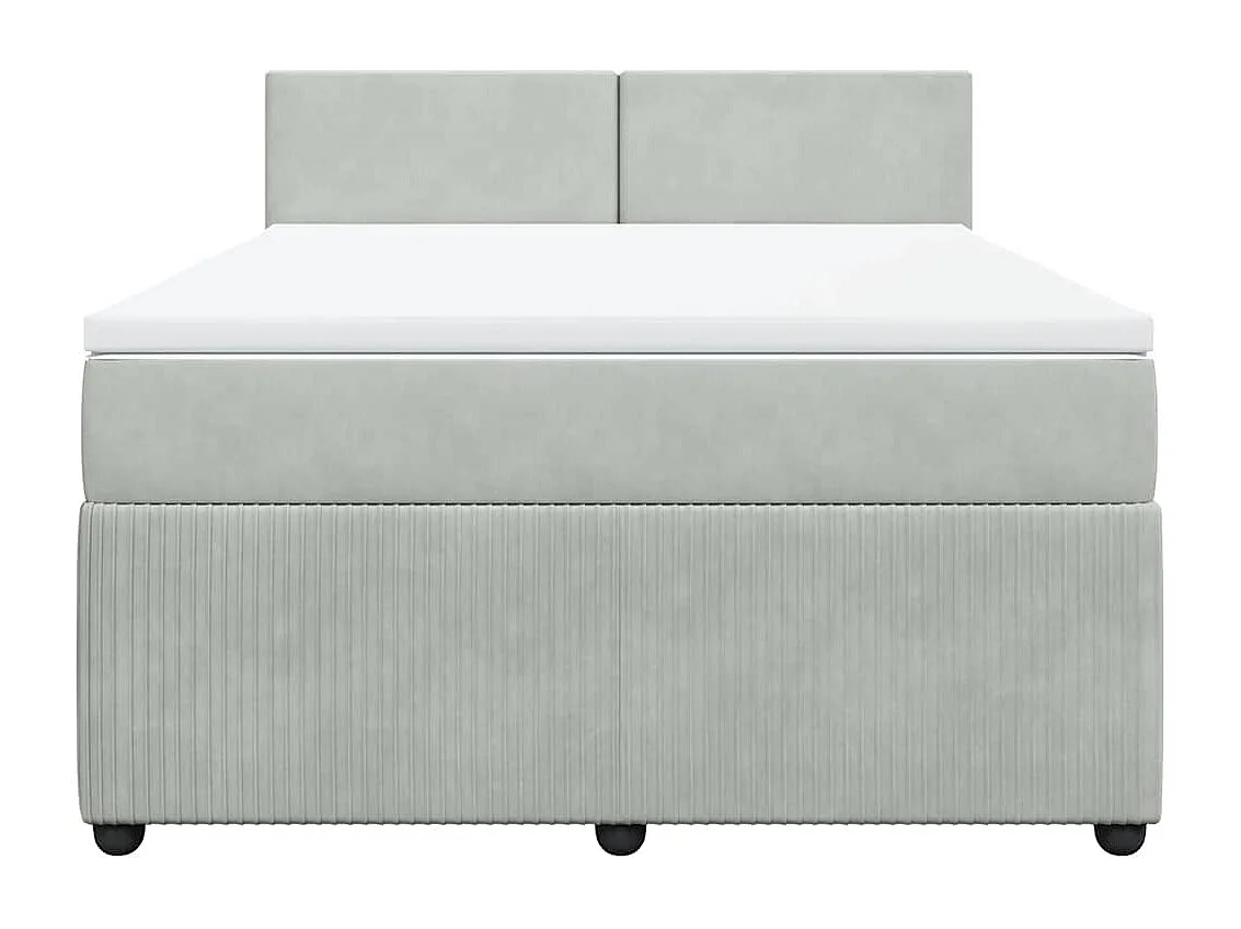 Giroletto a Molle con Materasso Grigio Chiaro 140x190cm Velluto