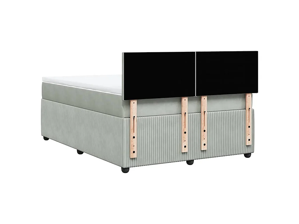 Sommier à lattes de lit et matelas Gris clair 140x190cm Velours