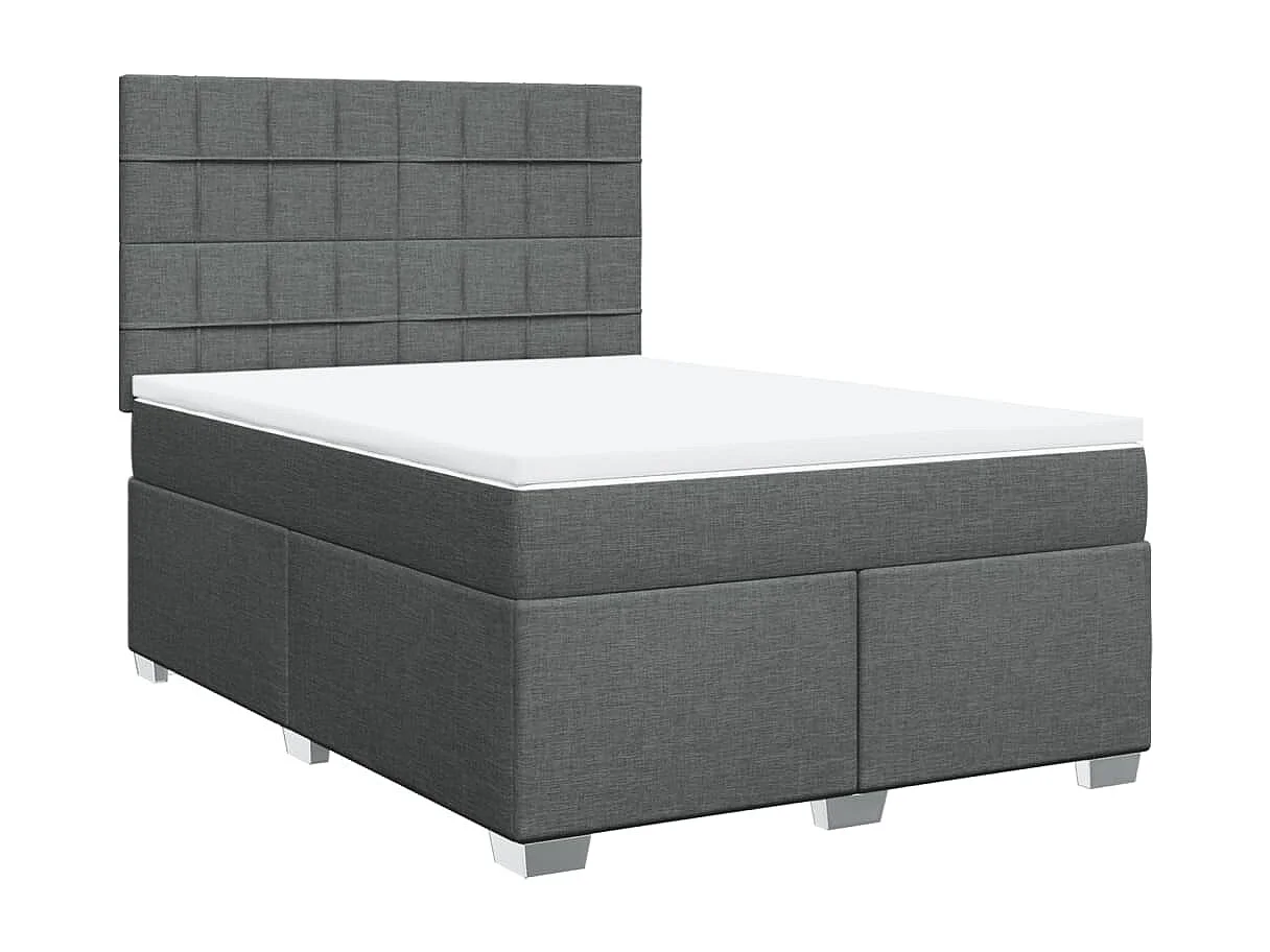 Boxspringbett mit Matratze Dunkelgrau 140x190 cm Stoff