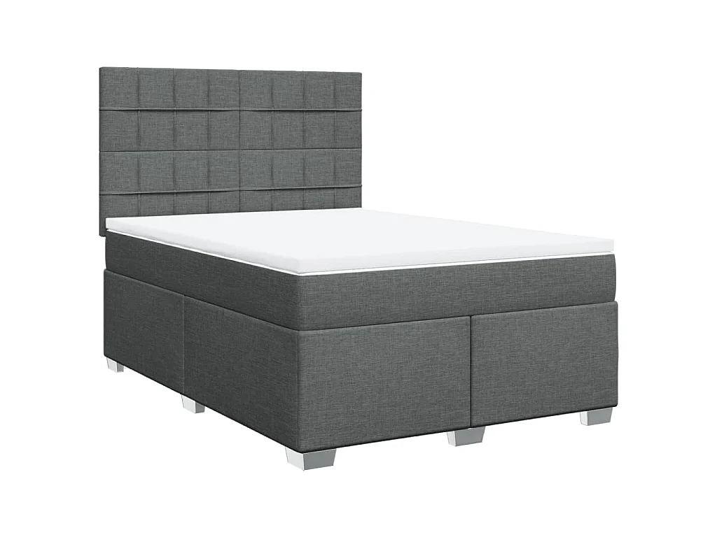 Boxspringbett mit Matratze Dunkelgrau 140x190 cm Stoff