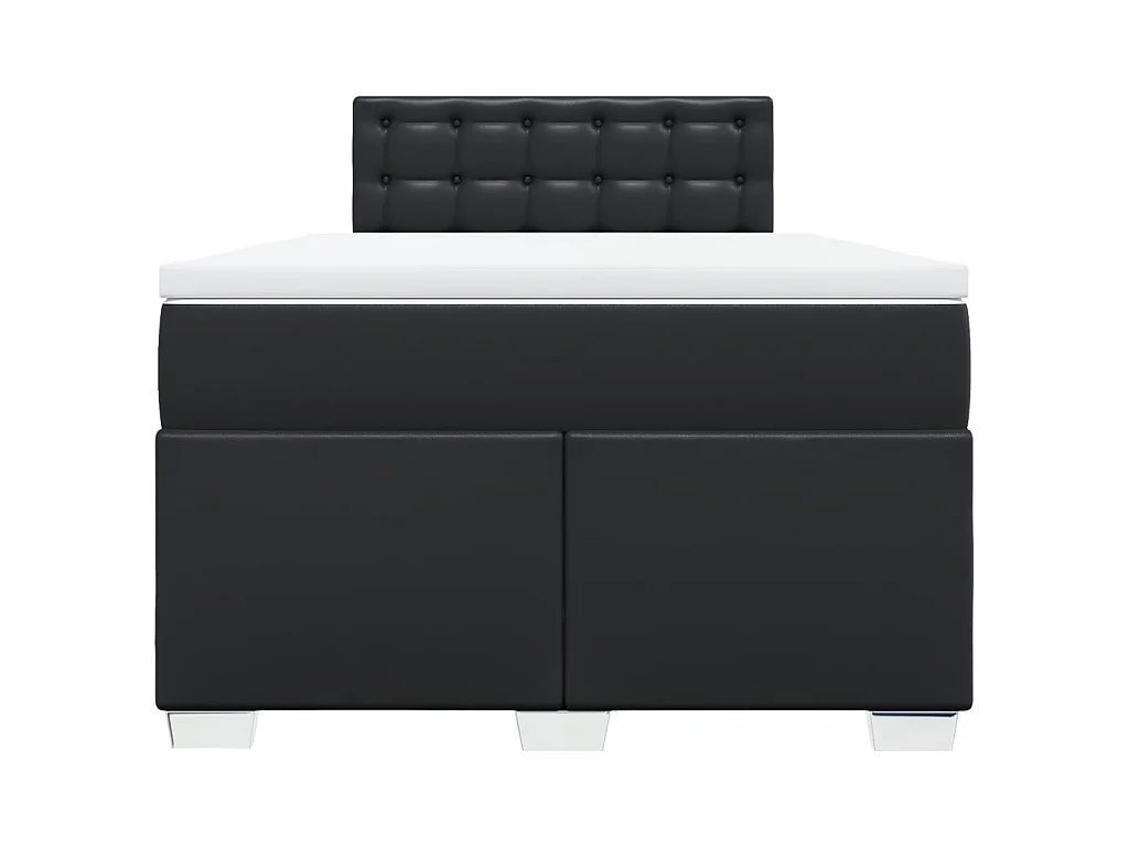 Cama com molas/colchão 120x200 cm couro artificial preto