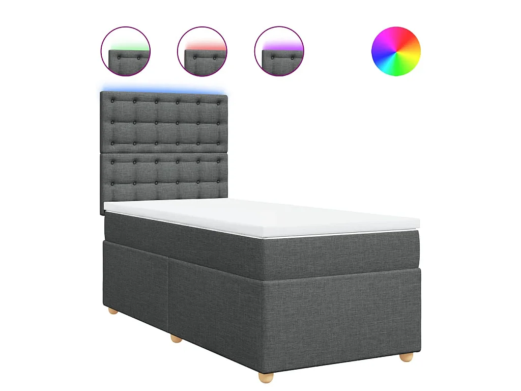 Boxspringbett mit Matratze Dunkelgrau 90x200 cm Stoff