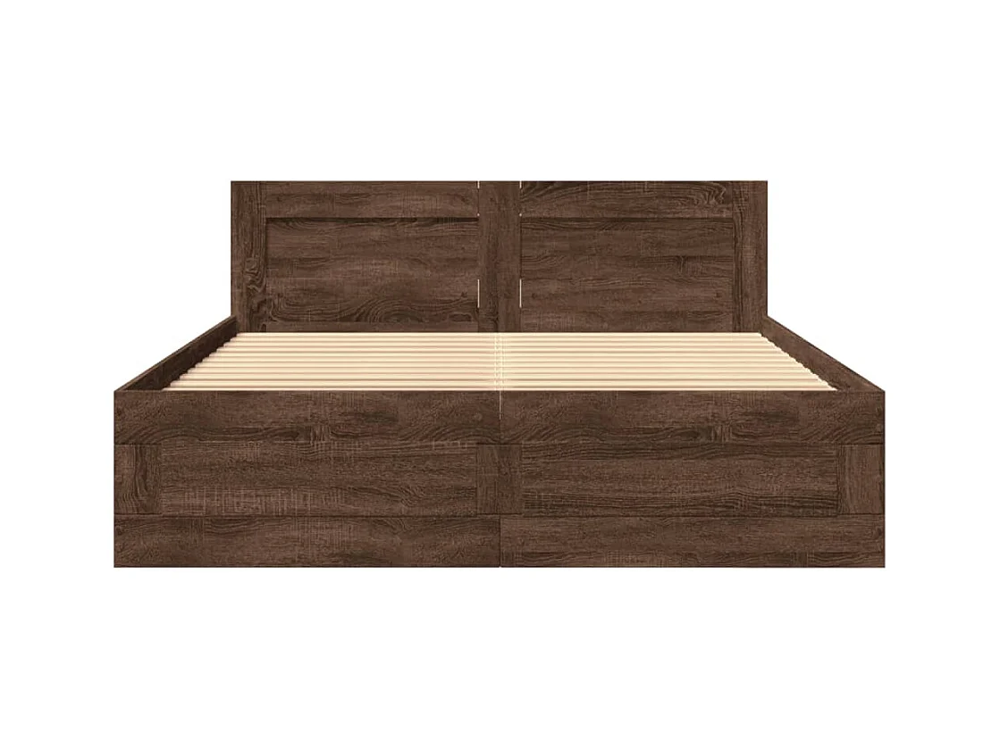 Cadre de lit tête de lit sans matelas chêne marron 140x200 cm