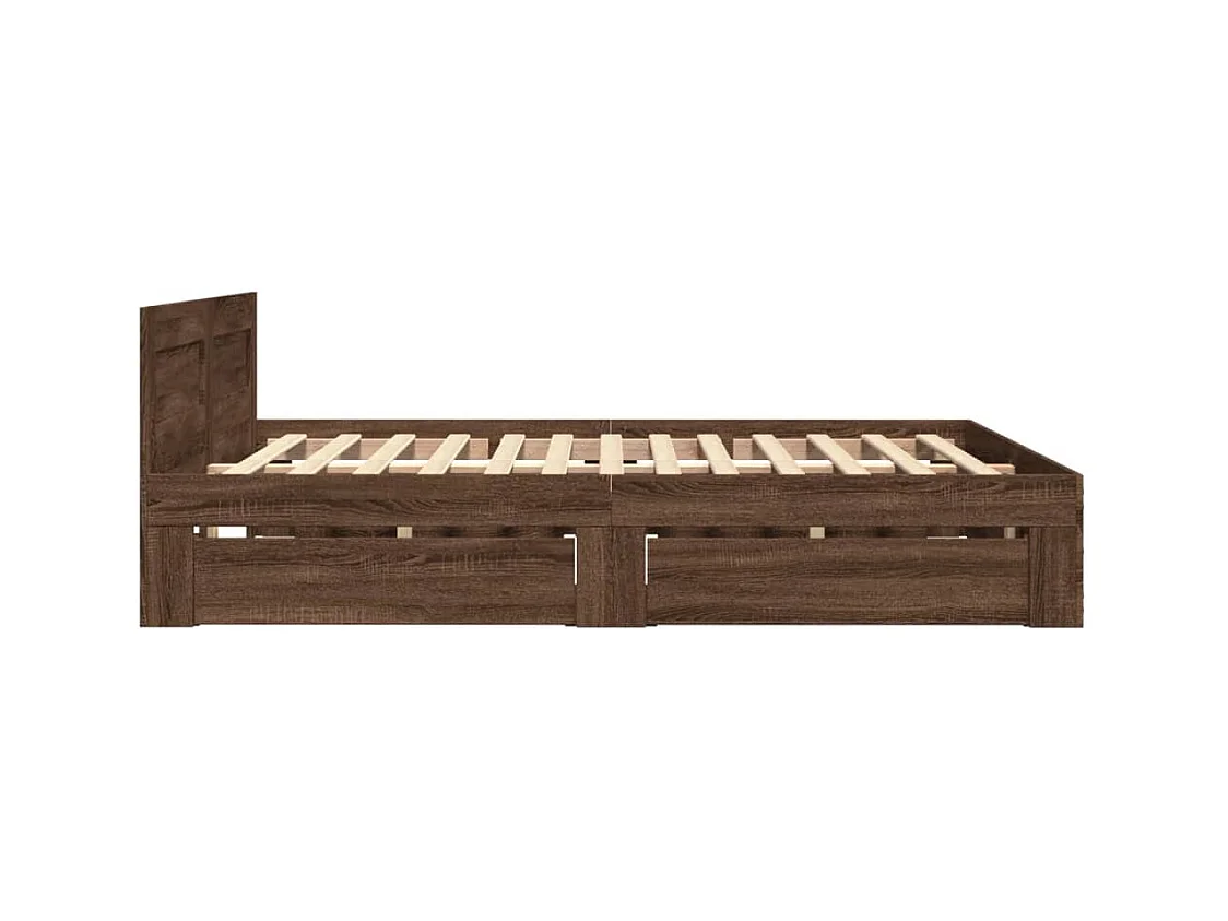 Cadre de lit tête de lit sans matelas chêne marron 140x200 cm