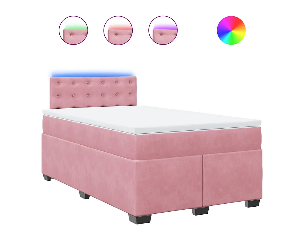 Boxspring met matras fluweel roze 120x200 cm