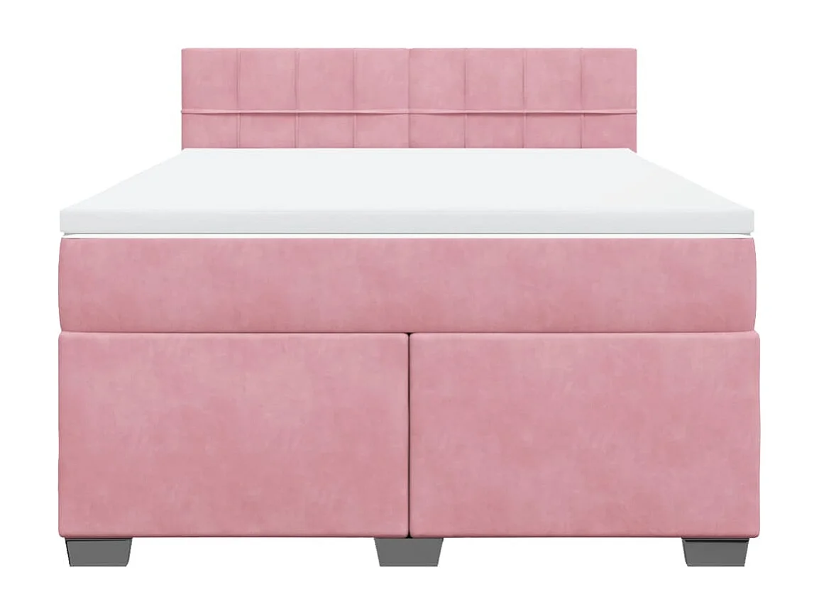 Cama box spring con colchón terciopelo rosa 140x190 cm