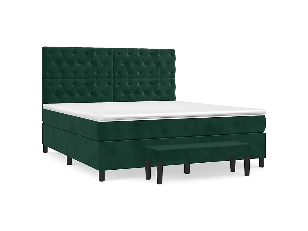 Sommier à lattes de lit et matelas Vert foncé 160x200cm Velours