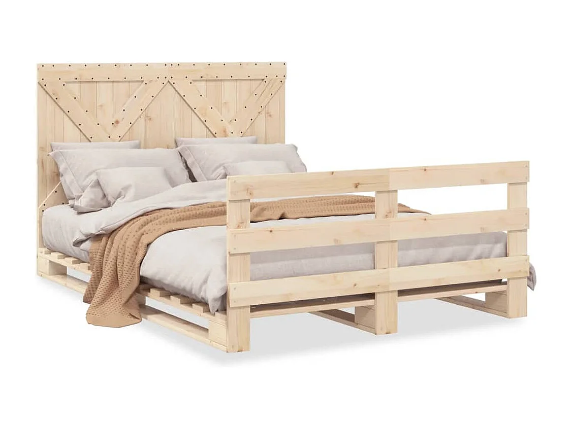 Bedframe met hoofdbord massief grenenhout 160x200 cm