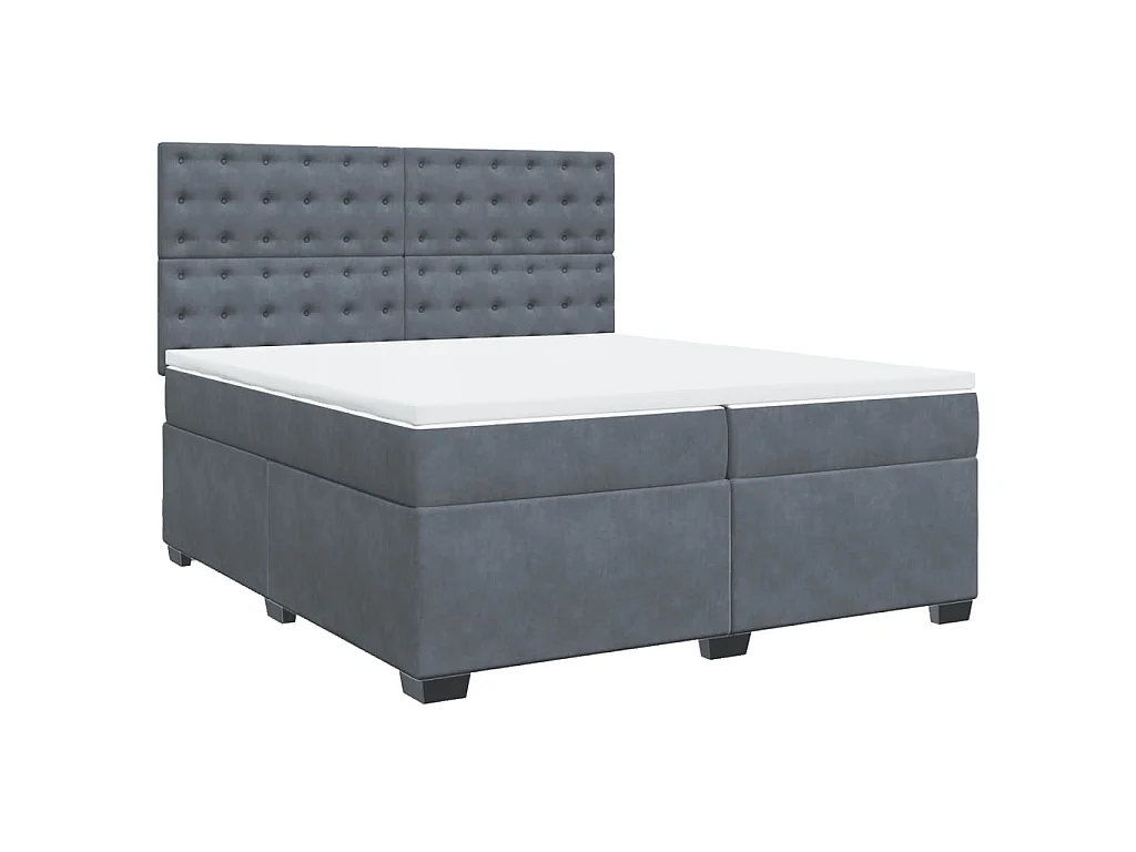 Boxspringbett mit Matratze Dunkelgrau 200x200 cm Samt