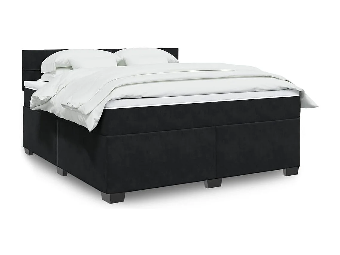 Sommier à lattes de lit avec matelas Noir 180x200 cm Velours