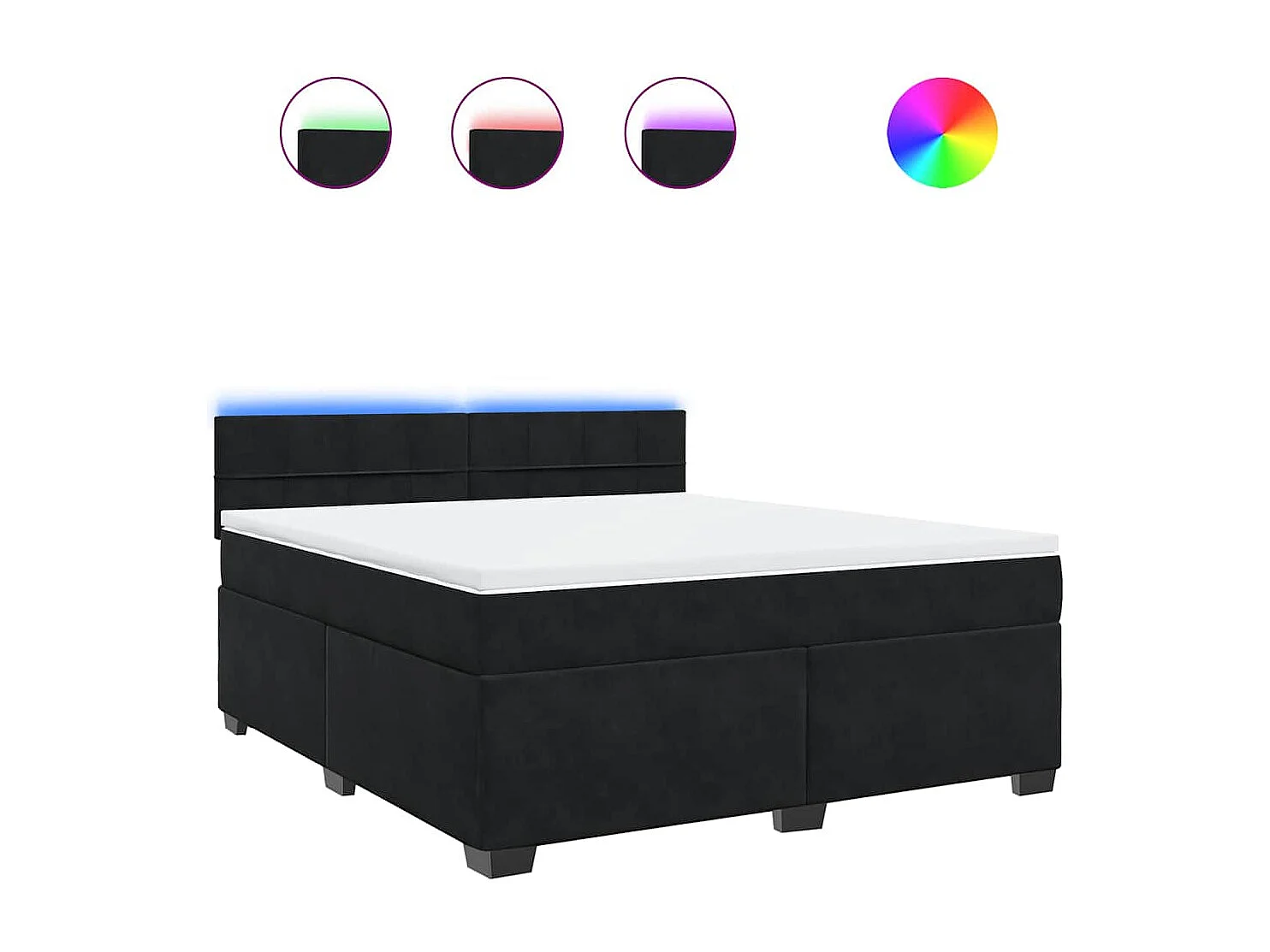 Sommier à lattes de lit avec matelas Noir 180x200 cm Velours