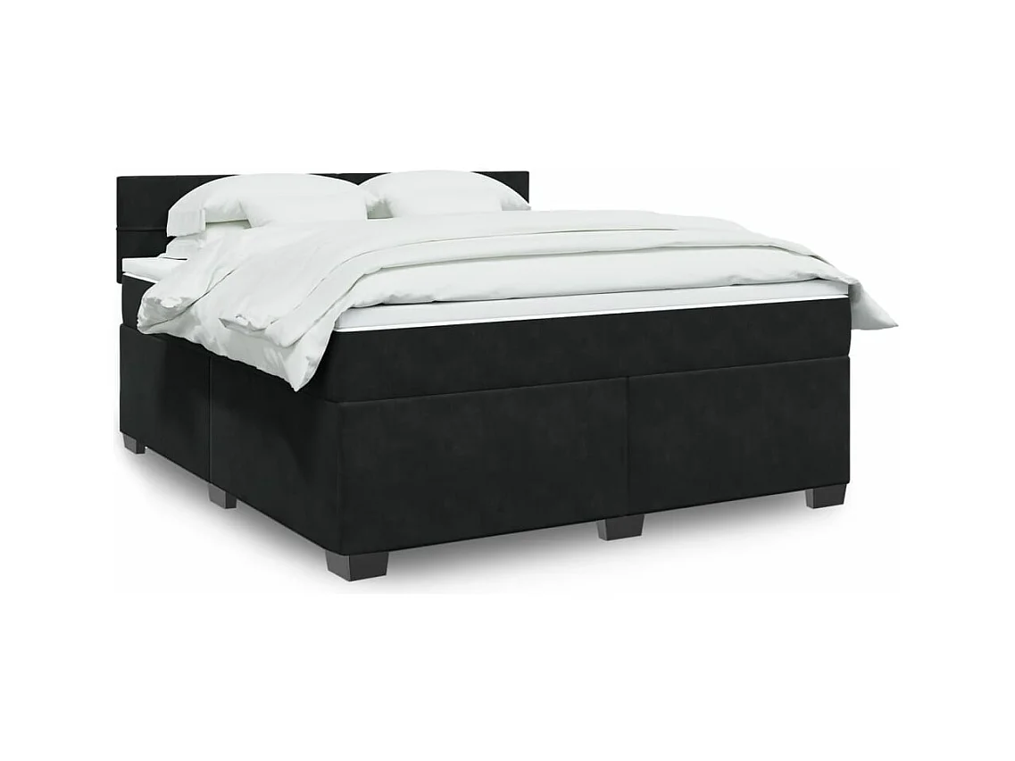Boxspring met matras fluweel zwart 180x200 cm