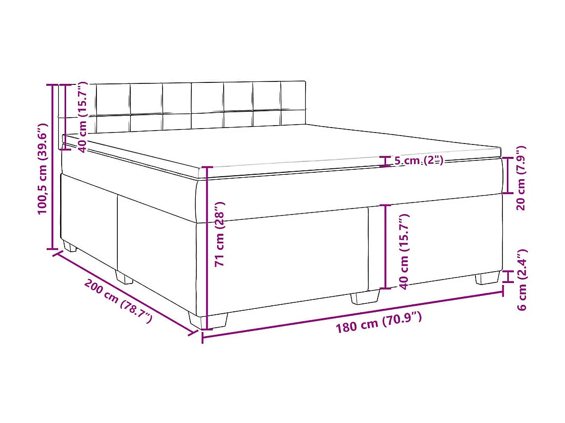 Boxspringbett mit Matratze Schwarz 180x200 cm Samt