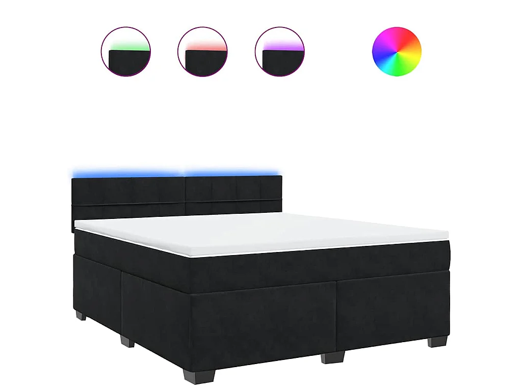 Boxspringbett mit Matratze Schwarz 180x200 cm Samt