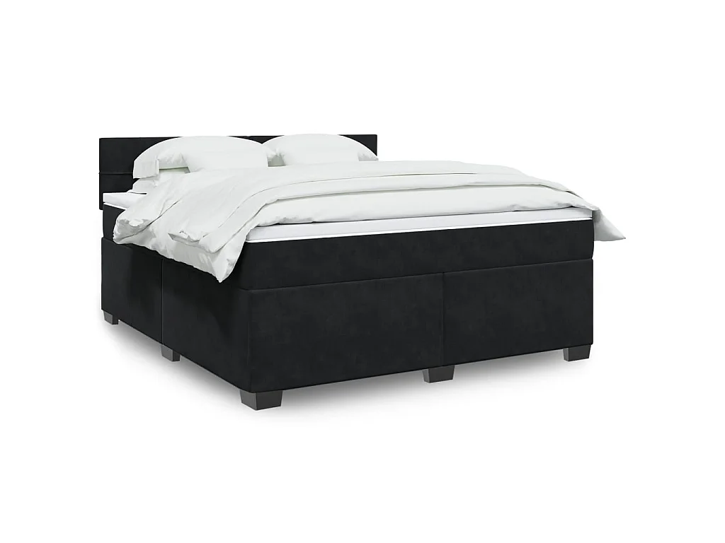 Boxspringbett mit Matratze Schwarz 180x200 cm Samt