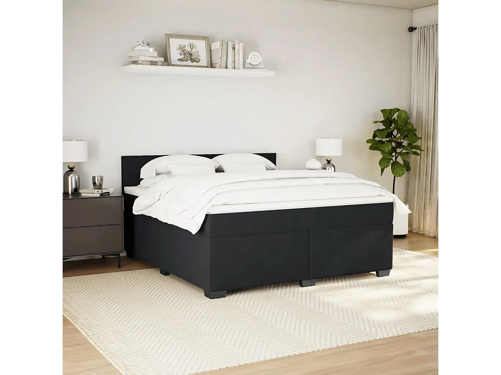 Boxspringbett mit Matratze Schwarz 180x200 cm Samt