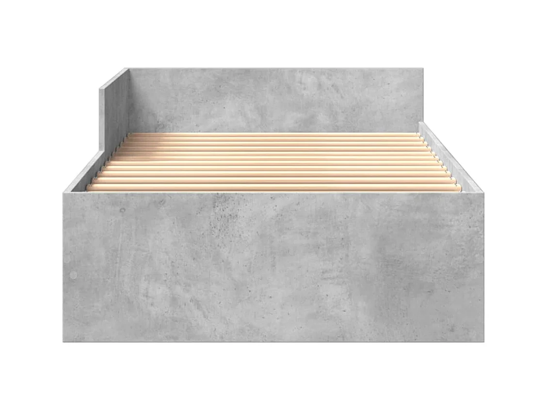 Cadre de lit sans matelas gris béton 75x190cm bois d'ingénierie