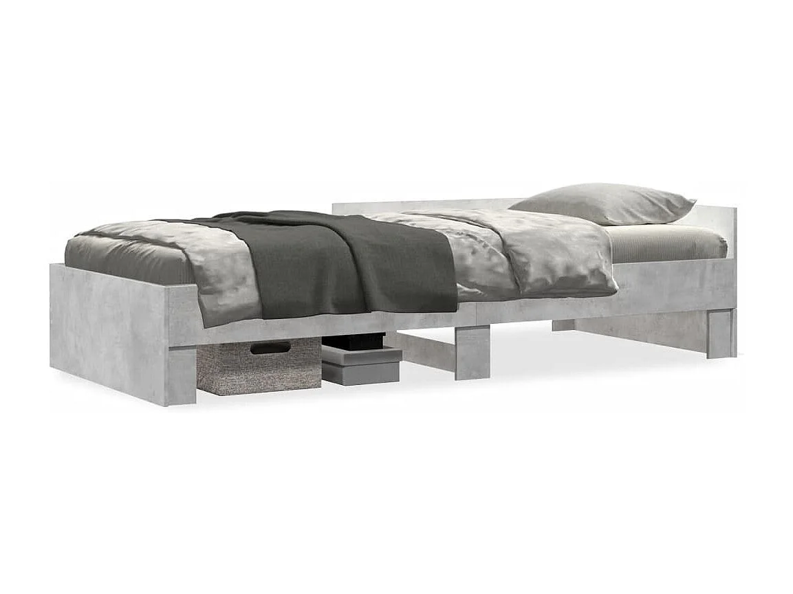 Cadre de lit sans matelas gris béton 75x190cm bois d'ingénierie