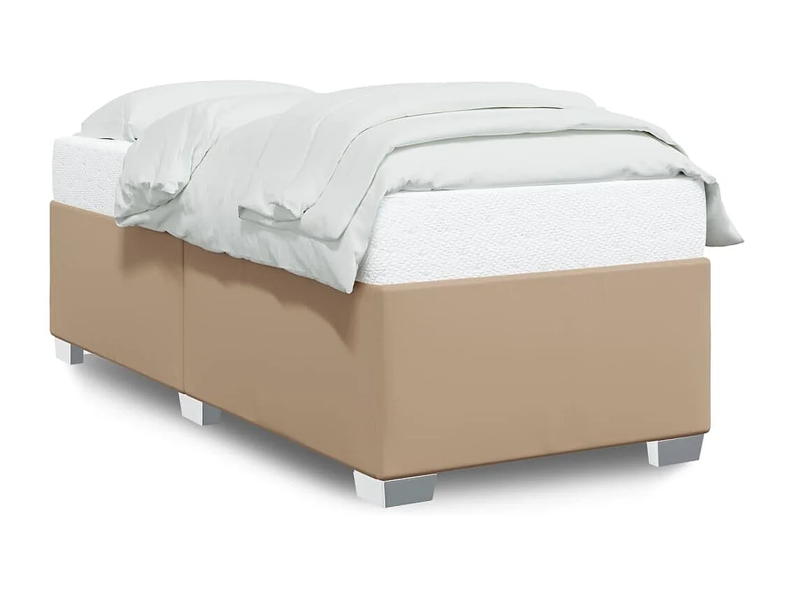 Estructura cama sin colchón cuero sintético capuchino 90x200 cm