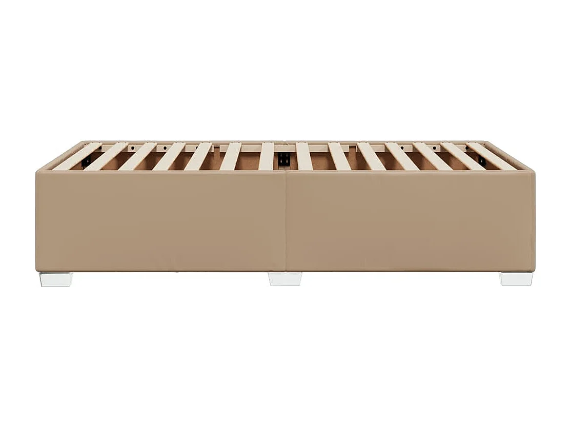 Estructura cama sin colchón cuero sintético capuchino 90x200 cm