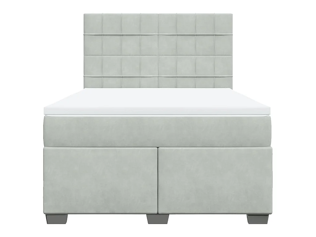 Cama com molas/colchão 140x190 cm veludo cinzento-claro