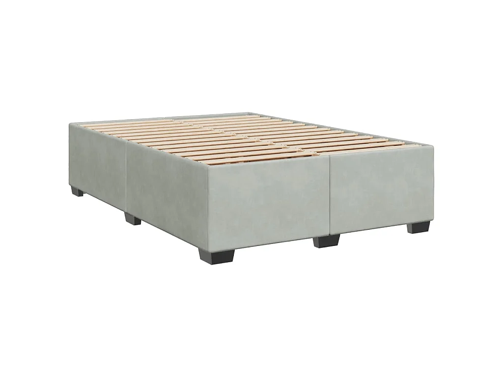 Cama com molas/colchão 140x190 cm veludo cinzento-claro