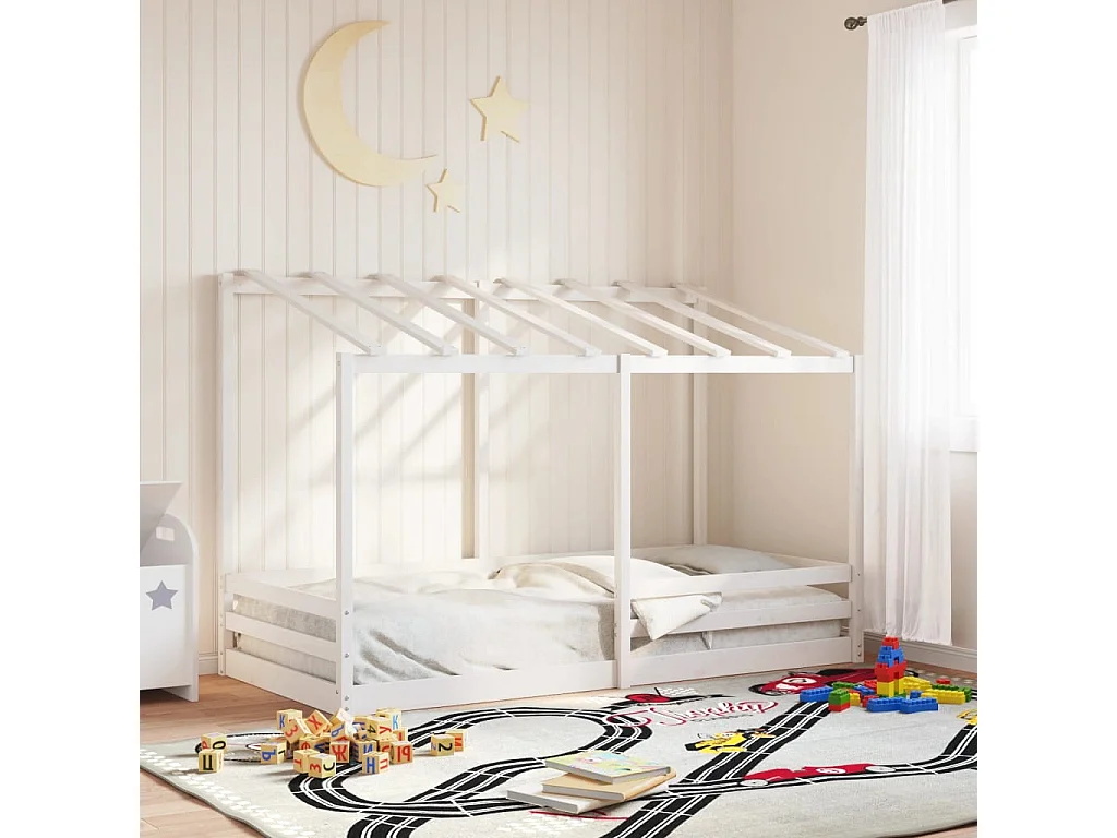 Lit pour enfants sans matelas blanc 90x200 cm bois pin massif