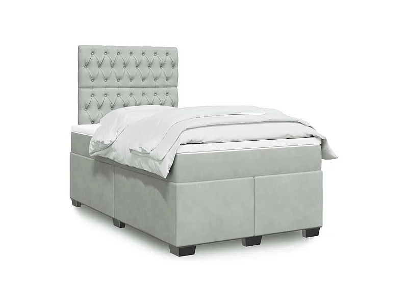 Boxspring met matras fluweel lichtgrijs 120x200 cm