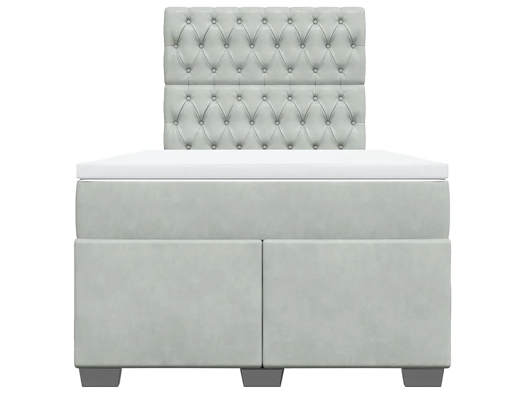 Cama boxspring c/ colchão 120x200 cm veludo cinzento-claro