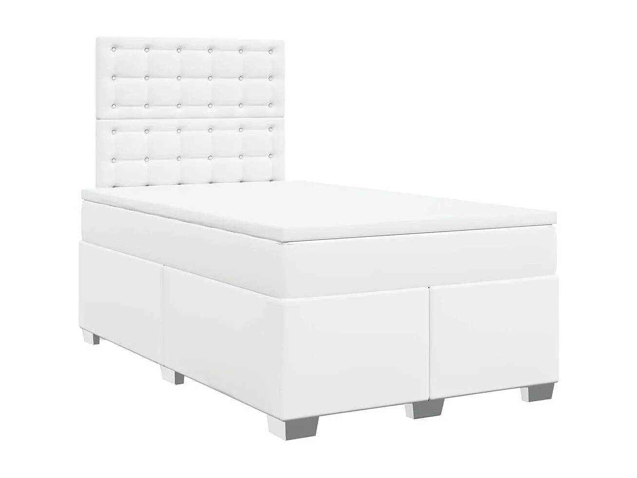 Sommier à lattes de lit avec matelas Blanc 120x200cm Similicuir