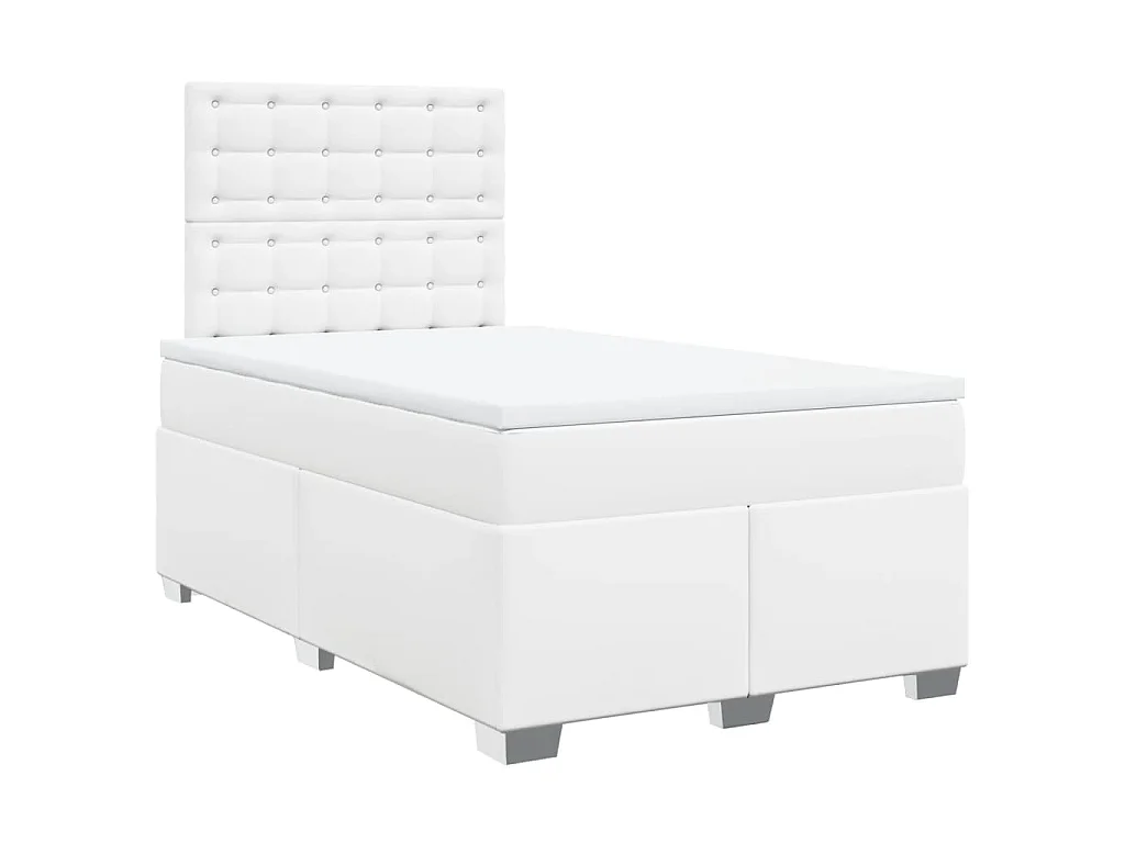 Sommier à lattes de lit avec matelas Blanc 120x200cm Similicuir