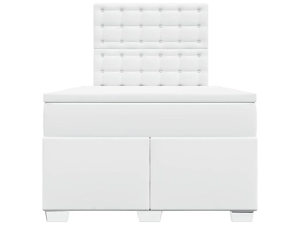 Sommier à lattes de lit avec matelas Blanc 120x200cm Similicuir