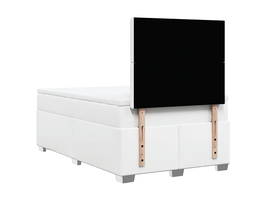 Sommier à lattes de lit avec matelas Blanc 120x200cm Similicuir