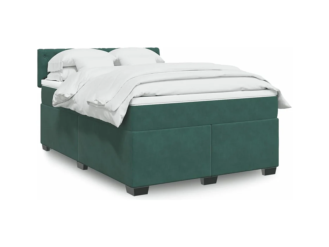 Boxspringbett mit Matratze Dunkelgrün 140x190 cm Samt