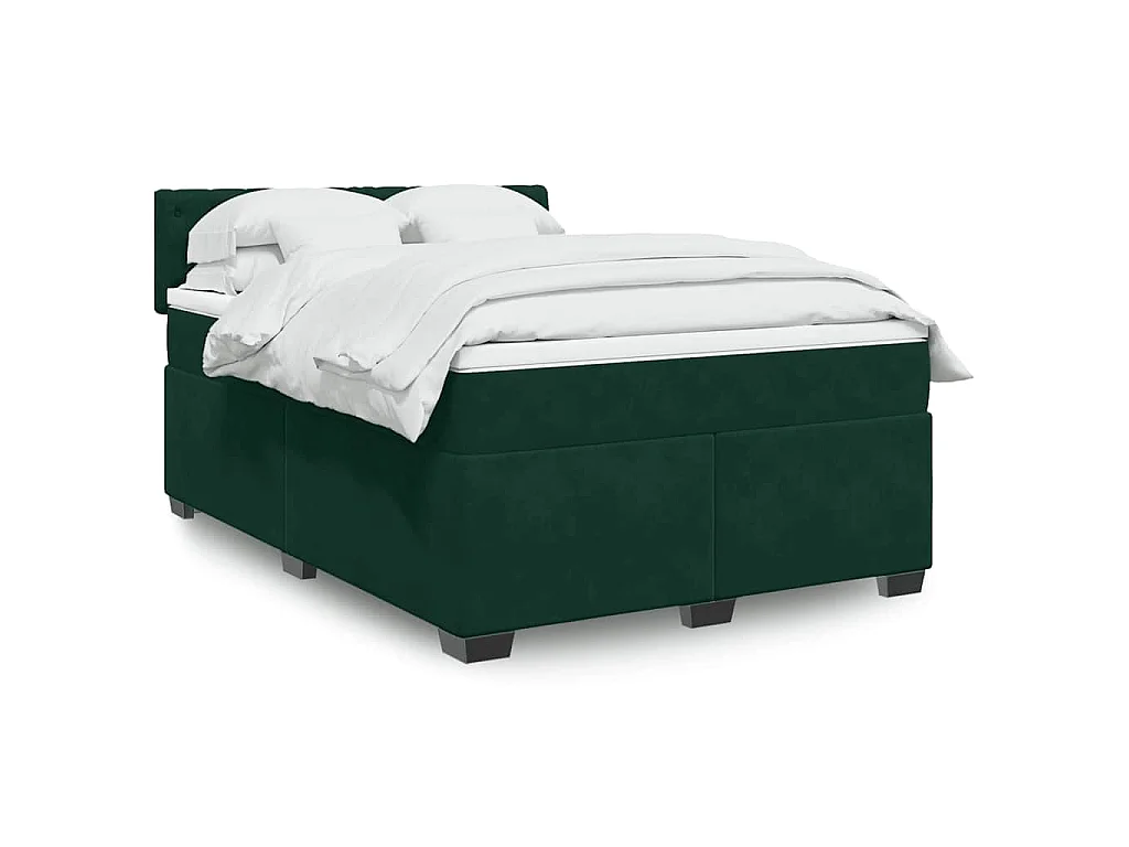 Giroletto a Molle con Materasso Verde Scuro 140x190 cm Velluto