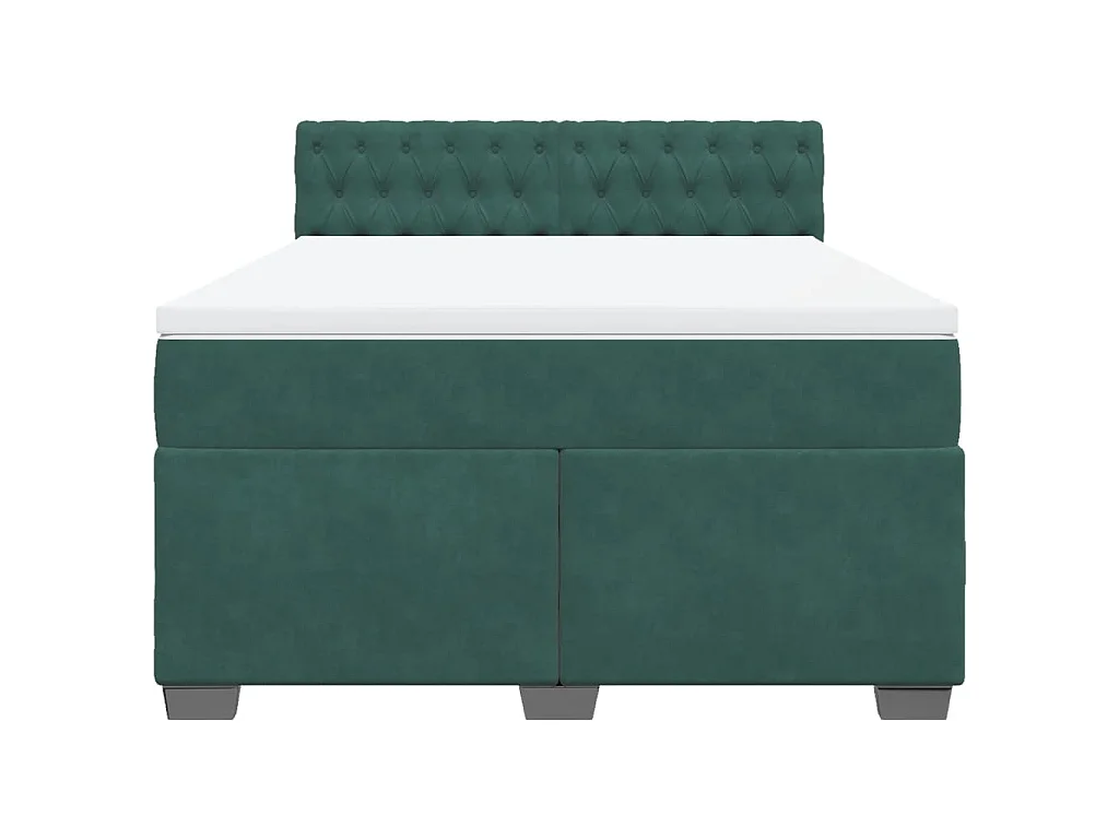 Giroletto a Molle con Materasso Verde Scuro 140x190 cm Velluto