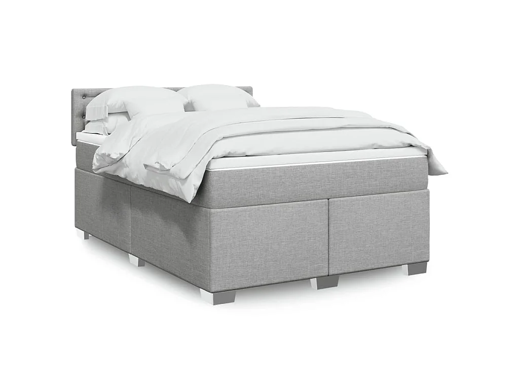 Sommier à lattes de lit avec matelas Gris clair 160x200cm Tissu