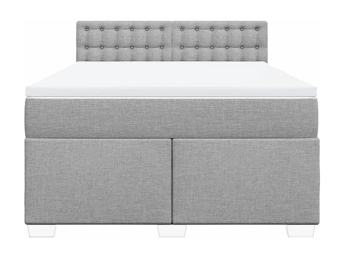 Cama box spring con colchón tela gris claro 160x200 cm