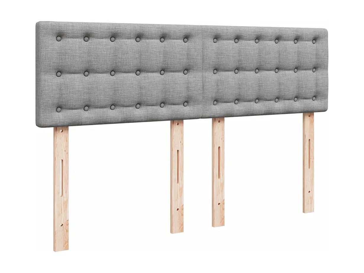 Cama box spring con colchón tela gris claro 160x200 cm