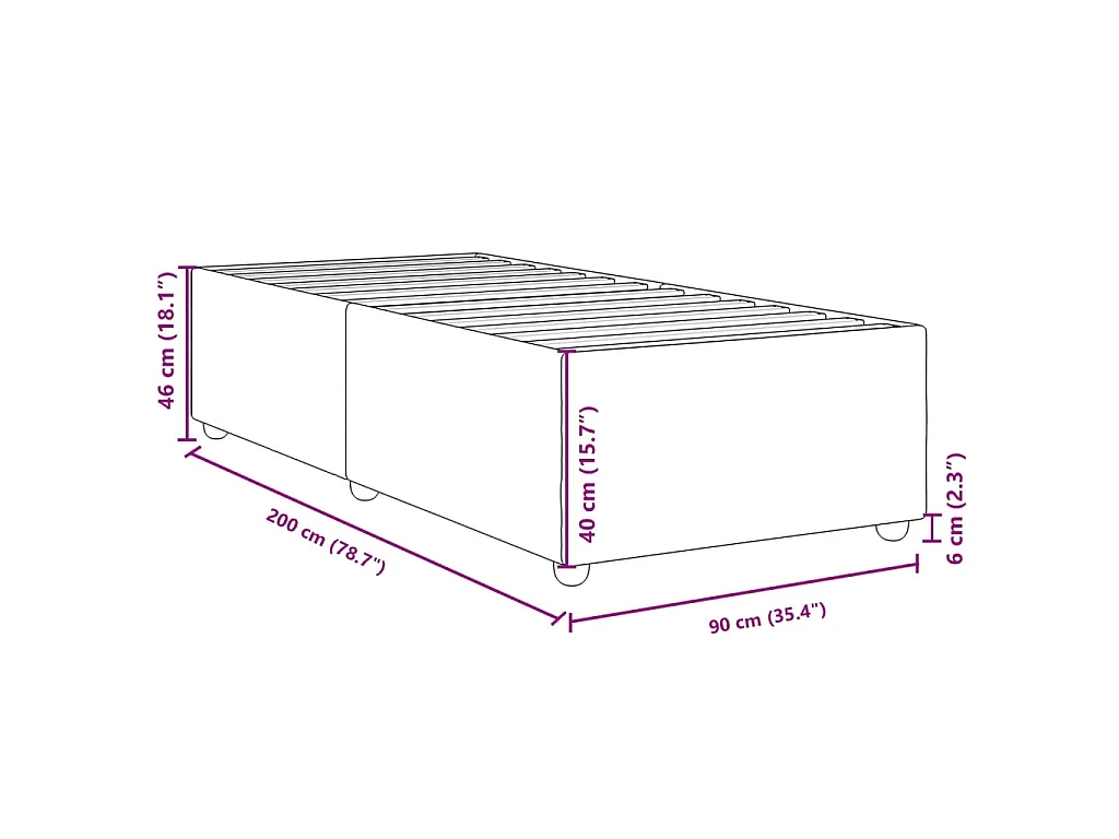 Bedframe zonder matras 90x200 cm stof donkerbruin