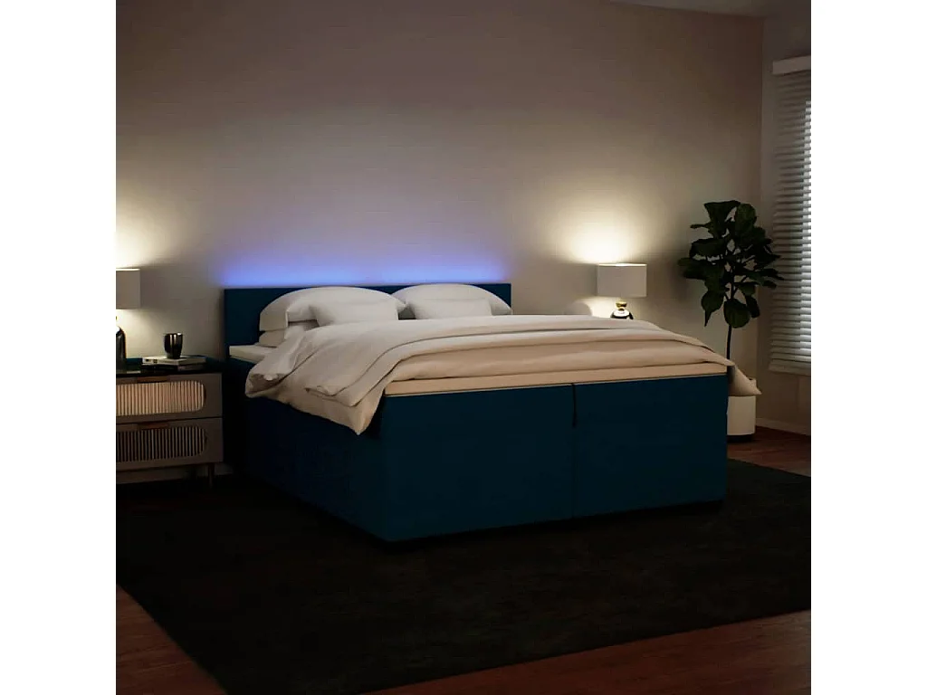 Giroletto a Molle con Materasso Blu 200x200 cm in Velluto