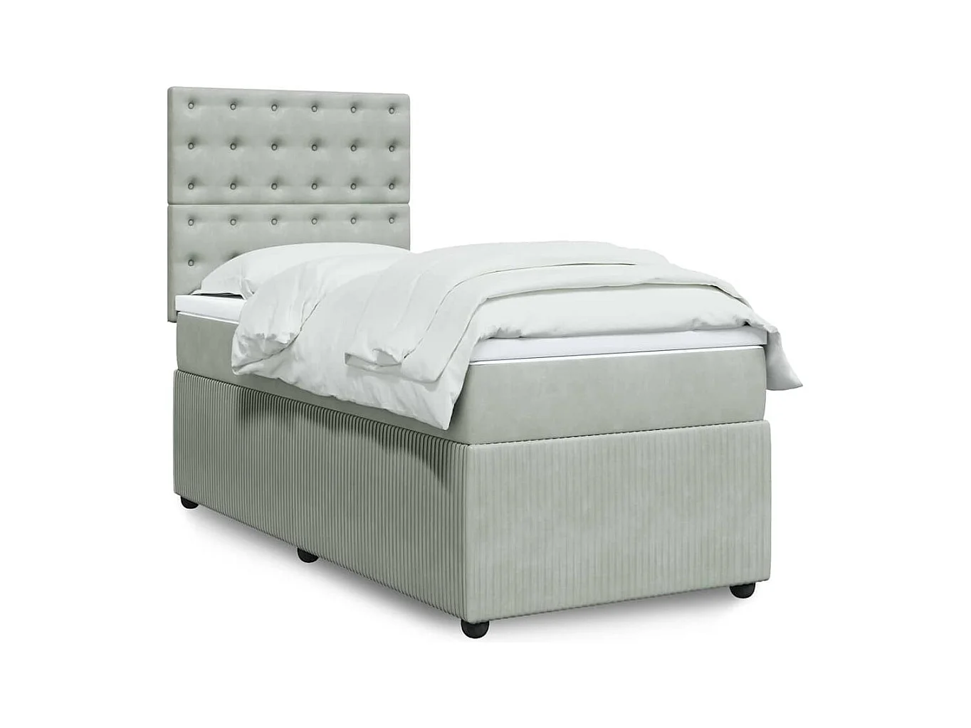 Cama com molas/colchão 100x200 cm veludo cinza-claro