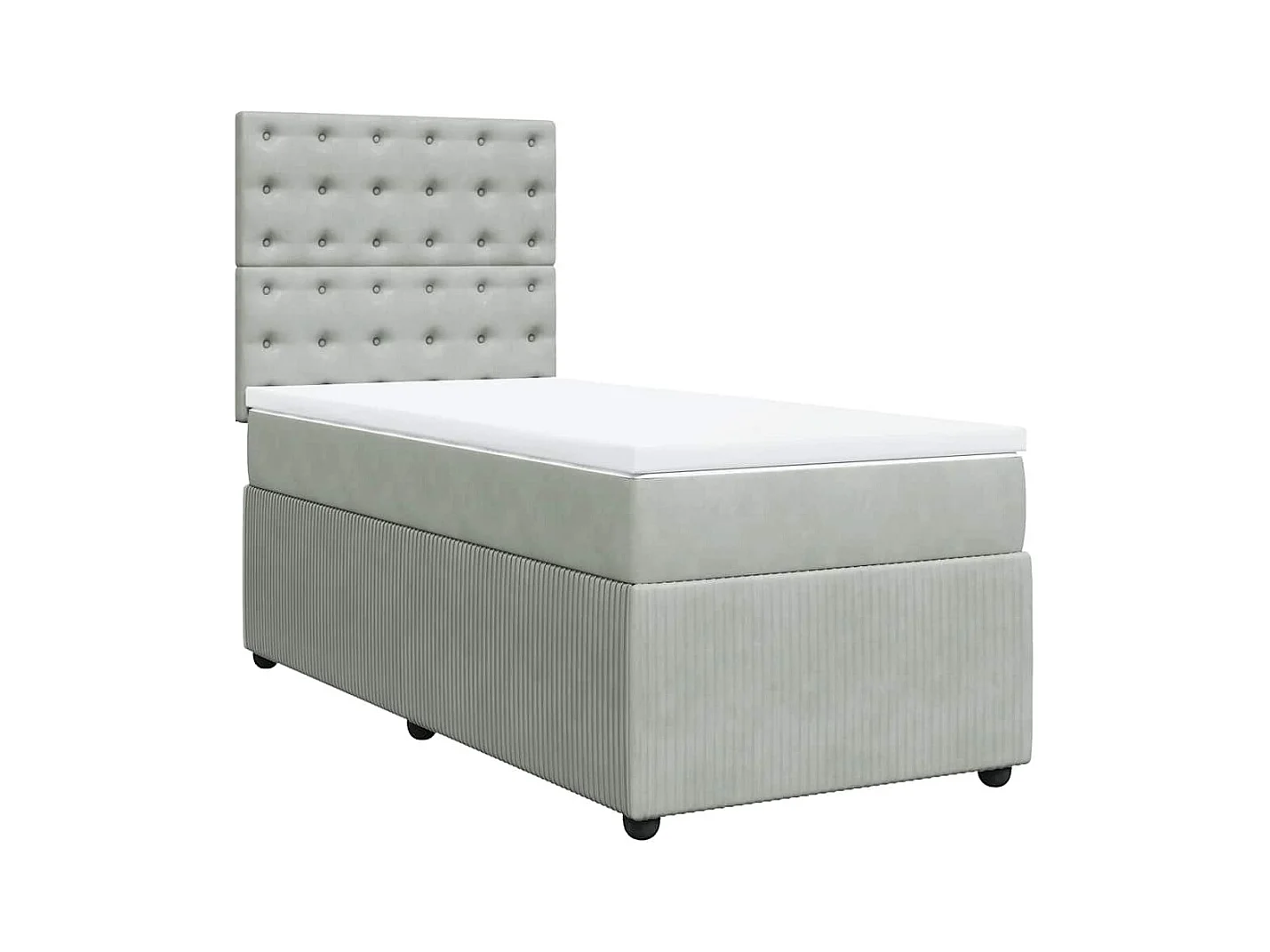 Sommier à lattes de lit et matelas Gris clair 100x200cm Velours