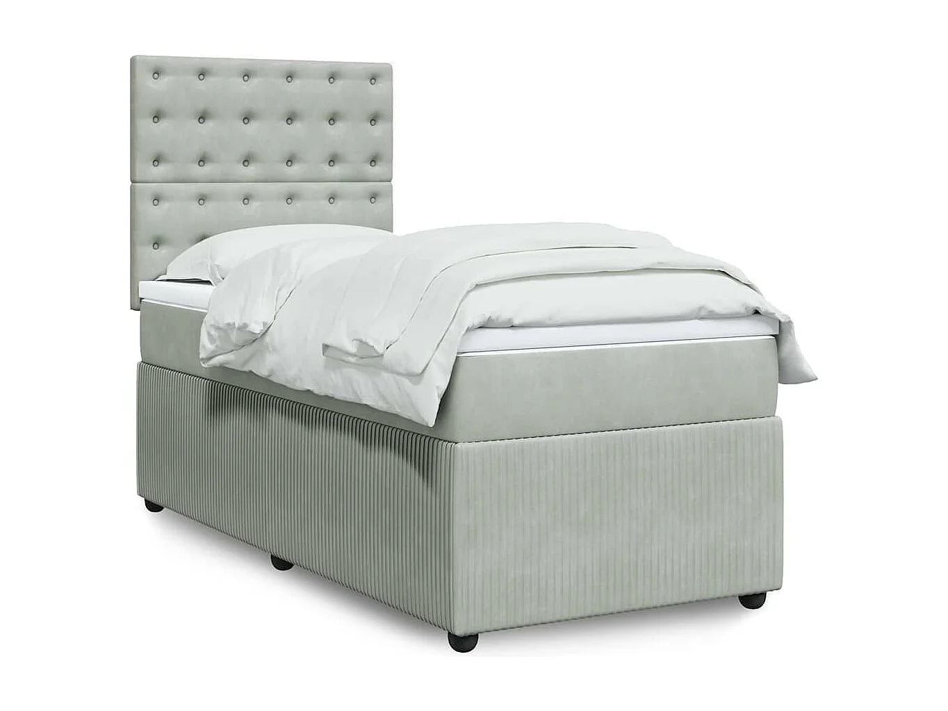 Boxspring met matras fluweel lichtgrijs 100x200 cm