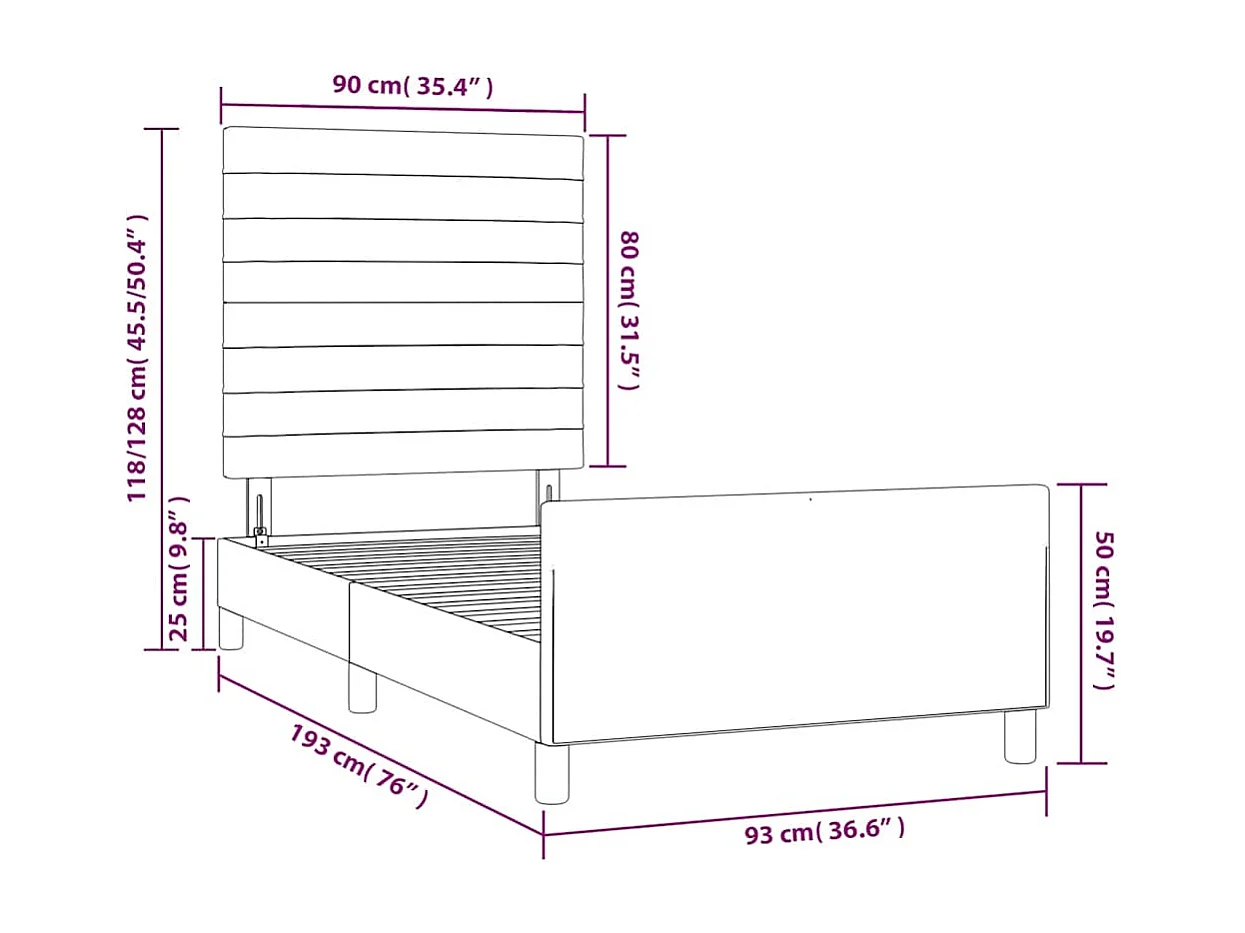 Estrutura de cama sem colchão 90x190 cm veludo verde-escuro