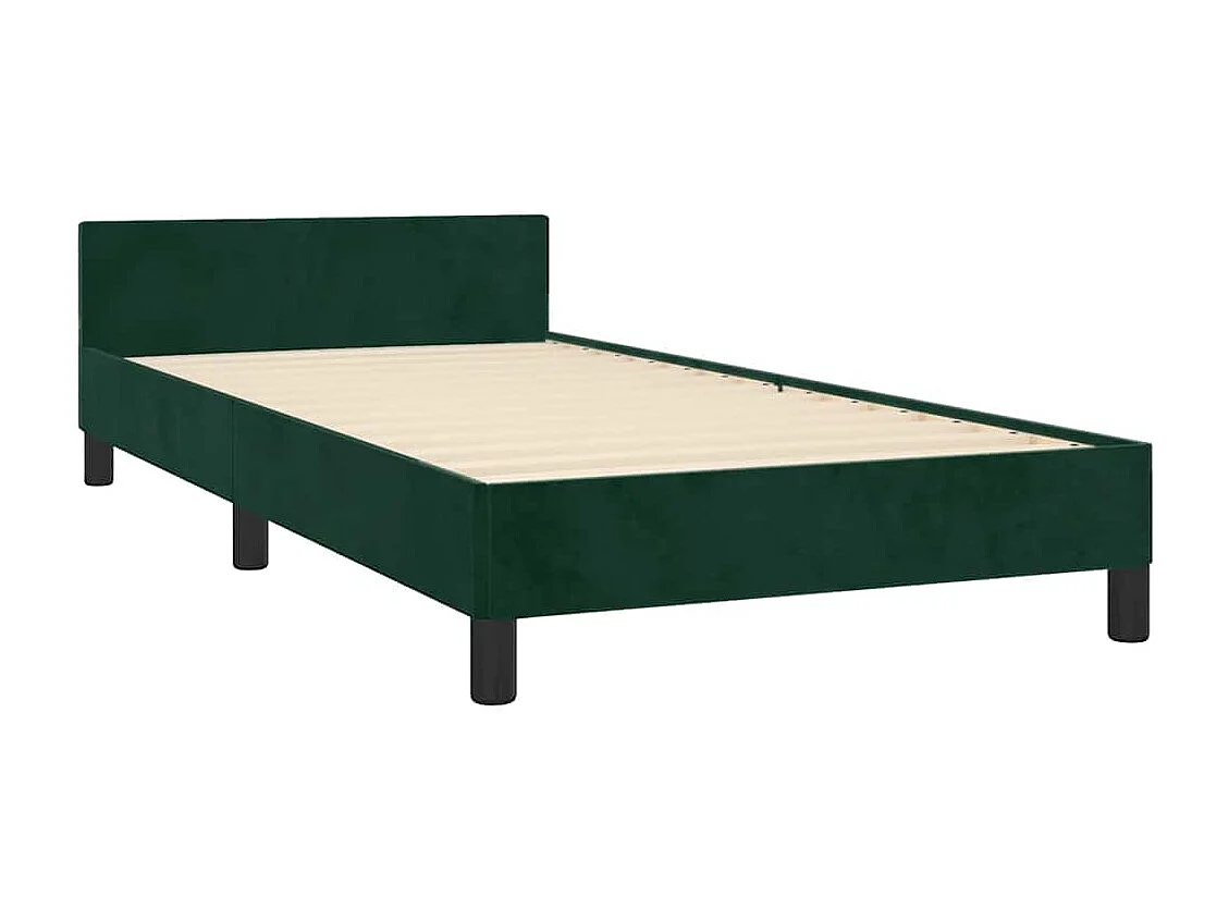 Estrutura de cama sem colchão 90x190 cm veludo verde-escuro