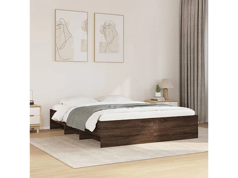 Bedframe zonder matras bewerkt hout bruin eikenkleur 160x200 cm