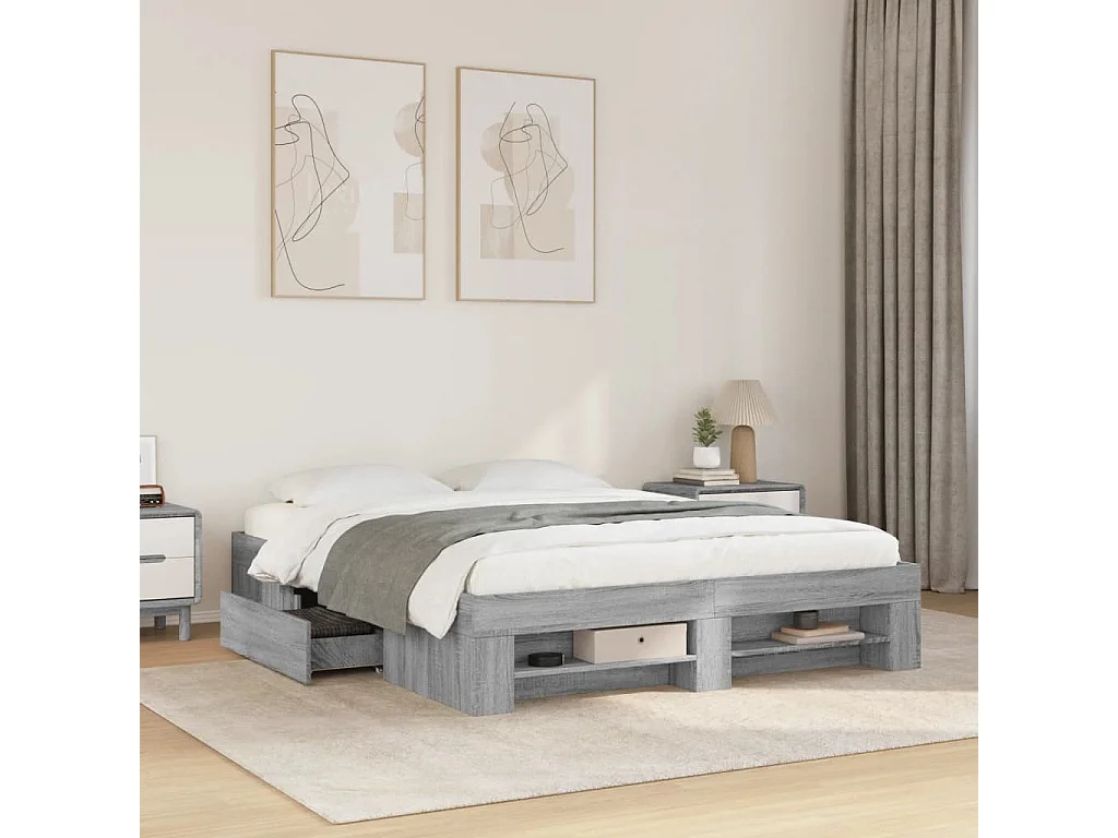 Giroletto senza Materasso Grigio Sonoma 160x200 cm Truciolato