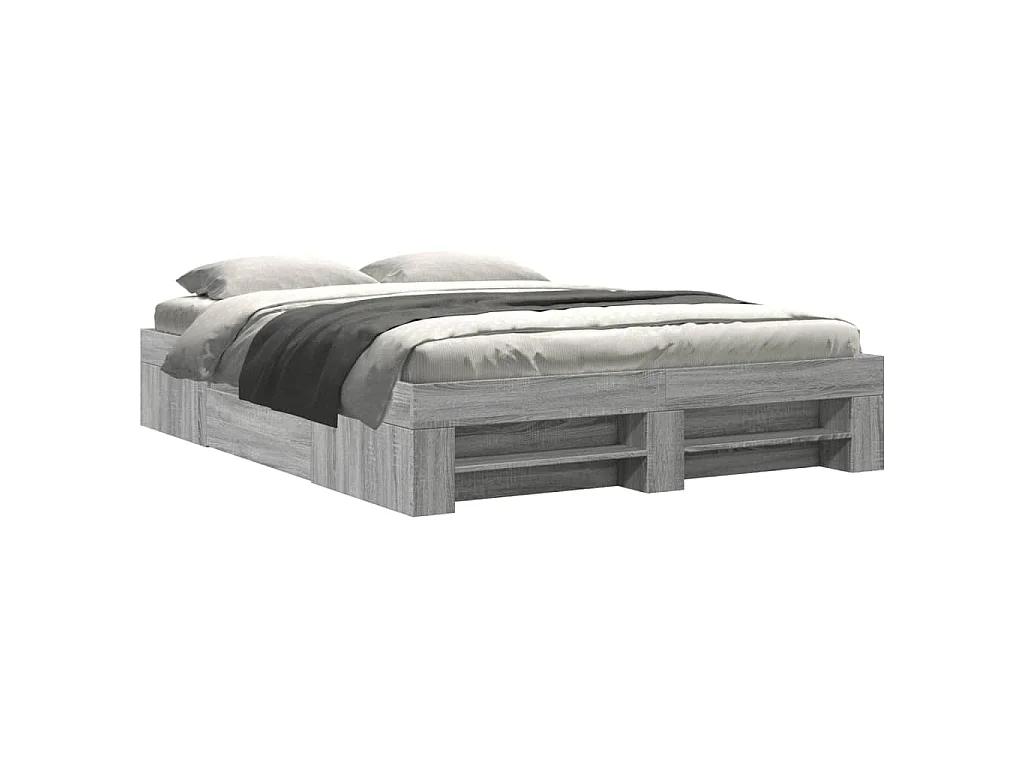 Cadre de lit sans matelas sonoma gris 160x200cm bois ingénierie